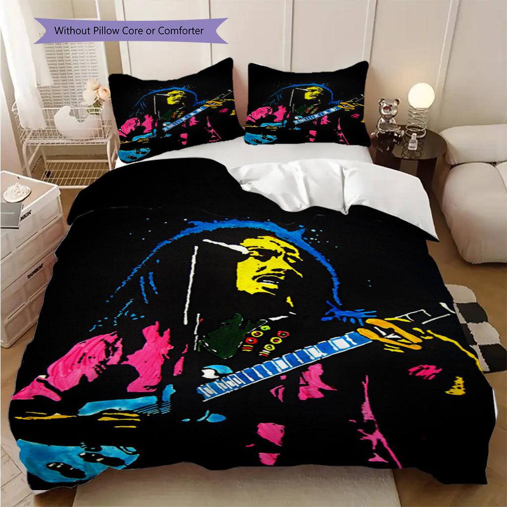 Bob Marley Lebendiges Kunst-Set Dreiteiliges Set 1 Bettbezug 2 Kissenbezüge Ohne Füllung Bettwäsche-Set Bettbezug und Kissenbezug