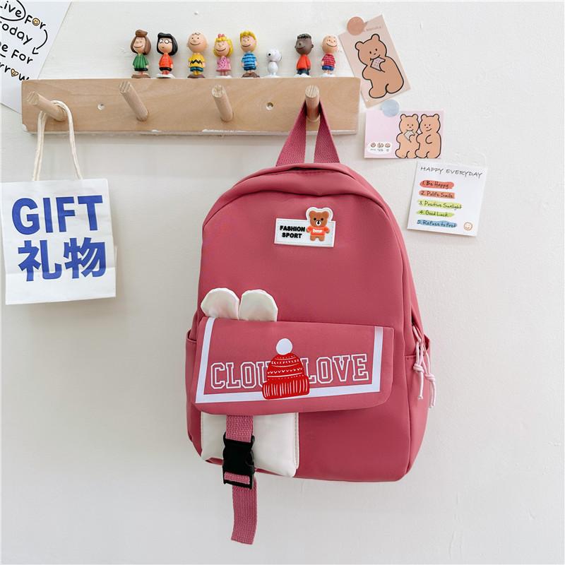 Очаровательный детский рюкзак с животным принтом, нейлоновый, легкий, унисекс, школьная сумка красный