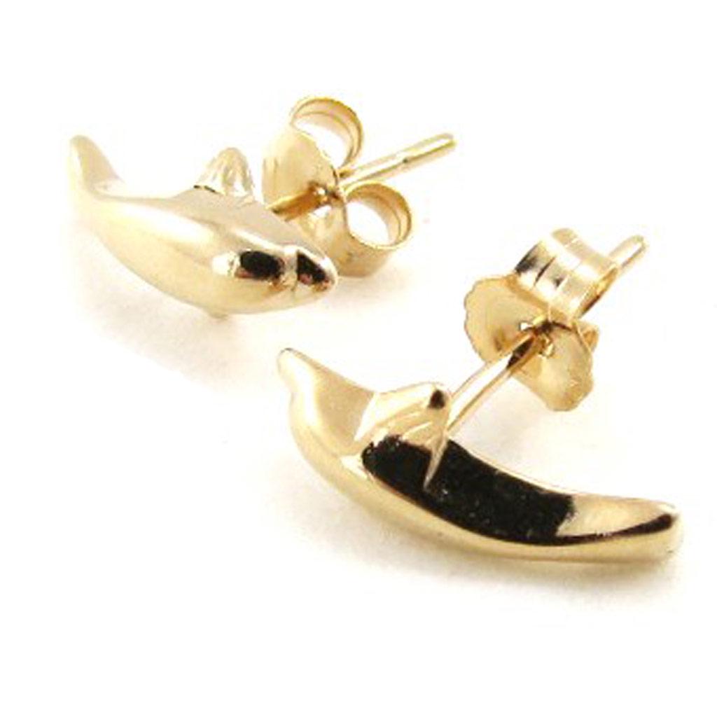 Les Trésors De Lily [D7362] - Gold Plated Earrings 'Heureux Dauphins' Gold - 5x12 Mm
