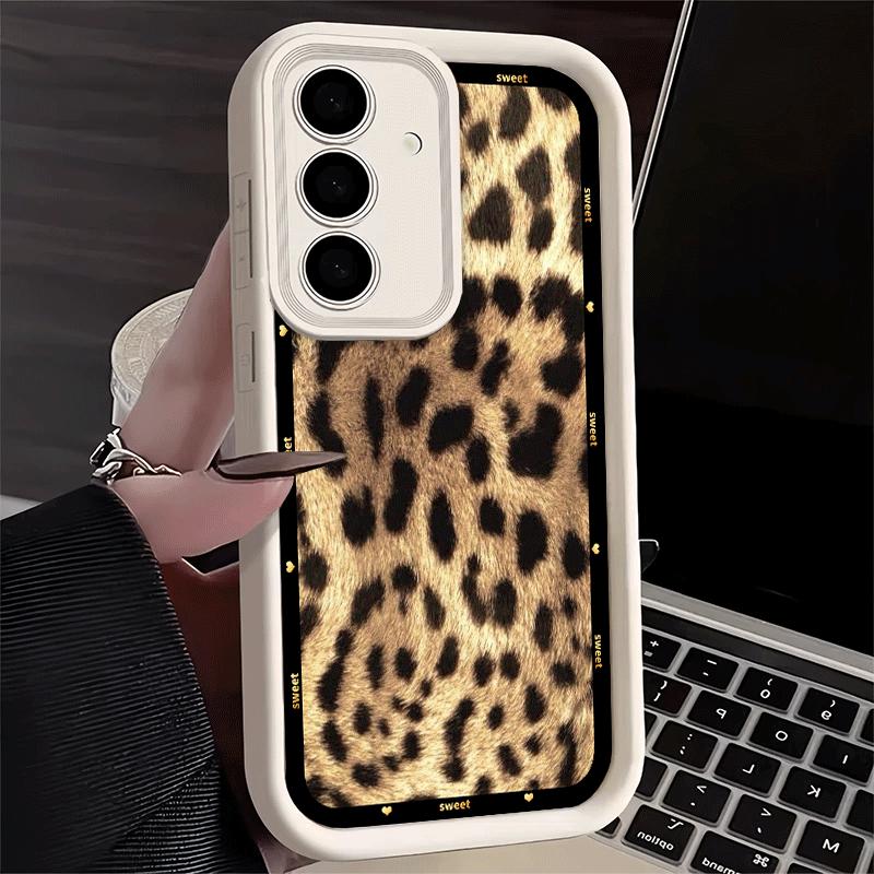 Phone Case for Samsung Galaxy A17 A16 A15 A14 A13 Fashion Sweet Leopard Print A56 A36 A26 A55 A35 A25 A54 A34 A24 A53 A33 A23 A0