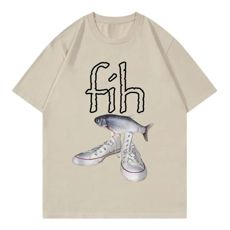 Funny New Style Hot Sale Fih Shoes Graphic T Shirts Misspelled Fish Meme Tee Unisex Women Casual Fashion Short Sleeve Tshirt Tops