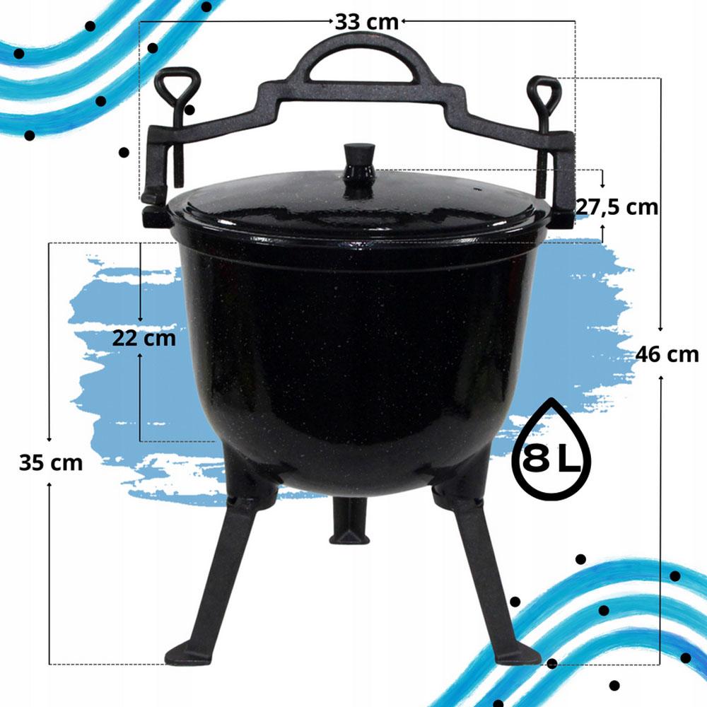Cast Iron Cauldron 8 L Marble Enamel With Lid