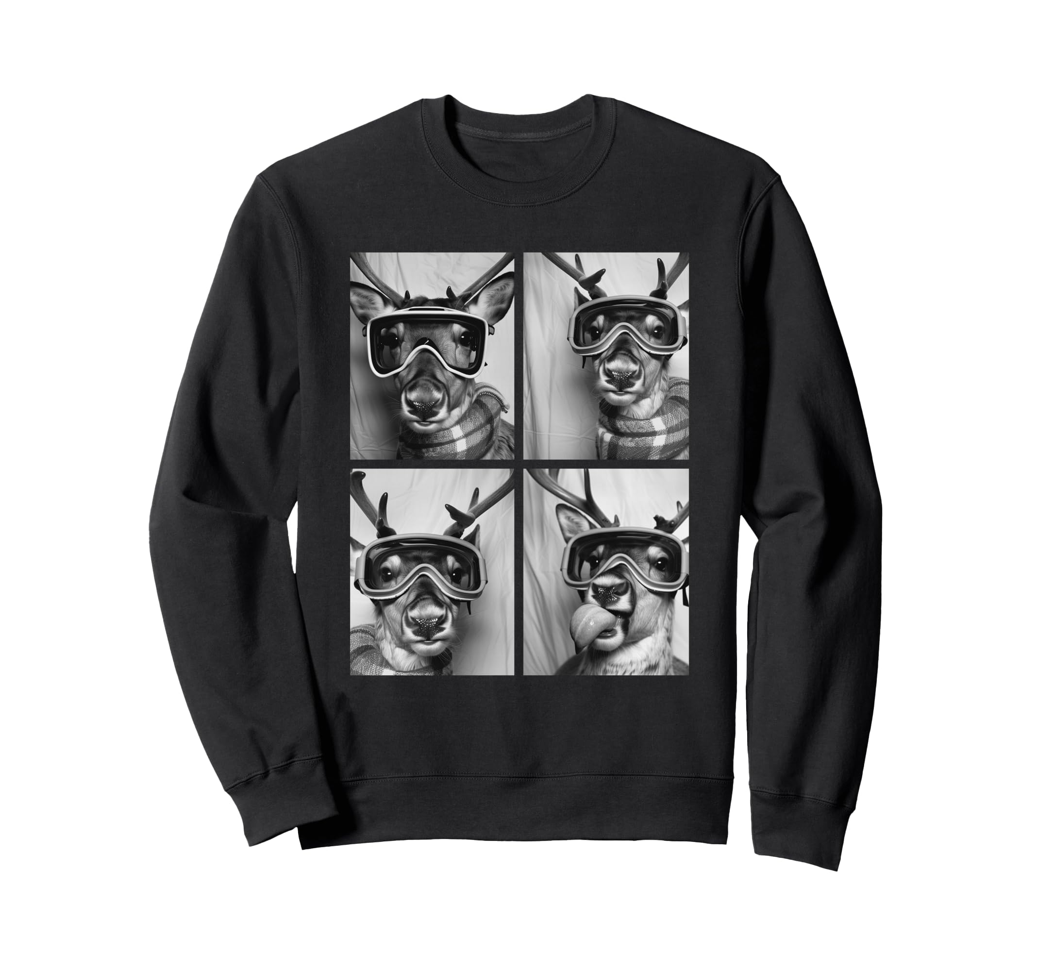 

Cute Reindeer Snow Funny Forest Animal Winter Sweatshirt Goggles, чёрный