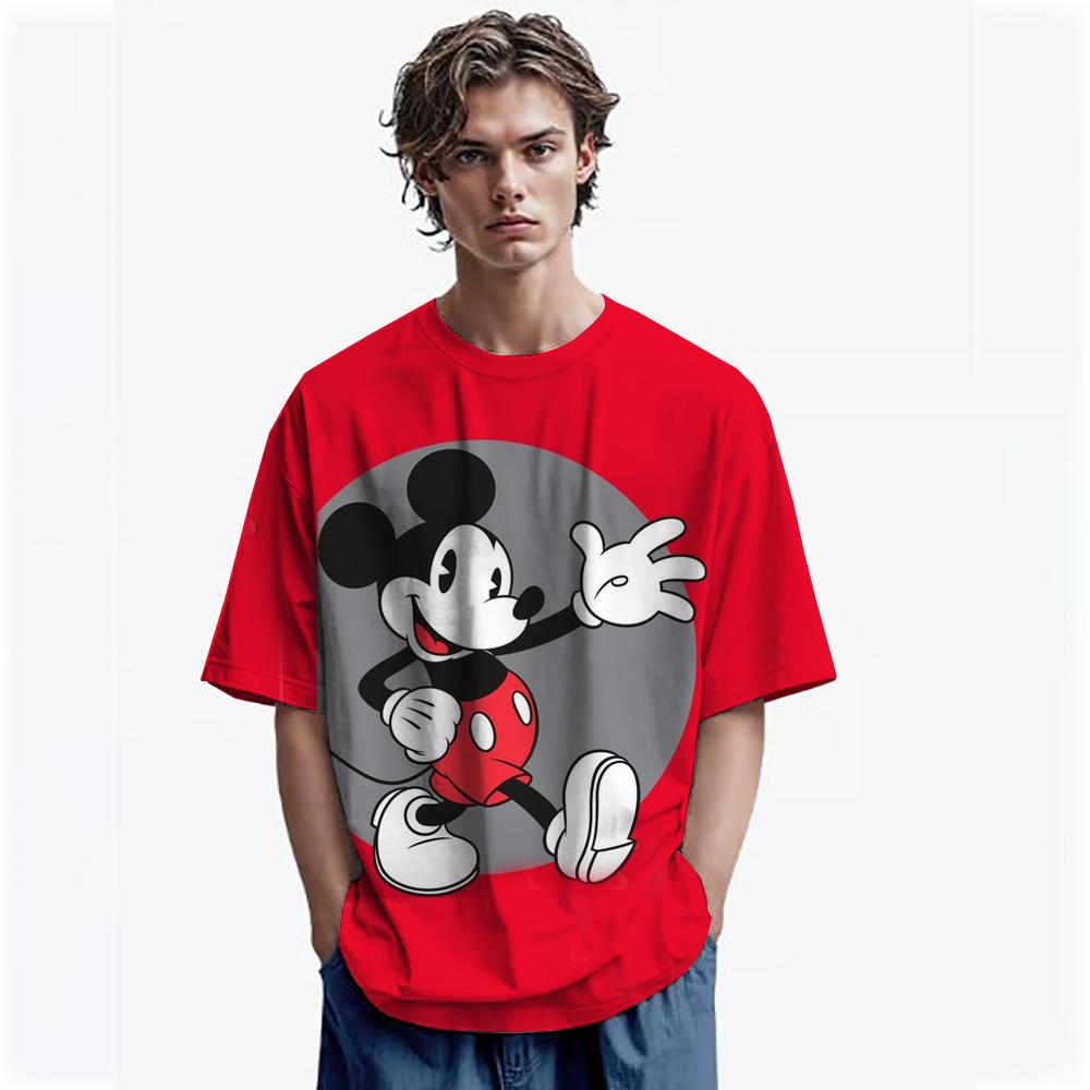 Disney Men Mickey Mouse Print T-Shirt Summer Boy Street Fashion Casual Sports Loose O Neck Quick Dry Short Sleeve Clothing Kid