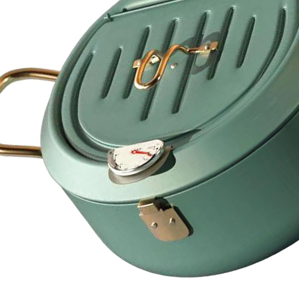 Deep Frying Pot Multifunction Cookware Sturdy Portable with Lid with Thermometer Frying Pan for Restaurant Camping Party Home