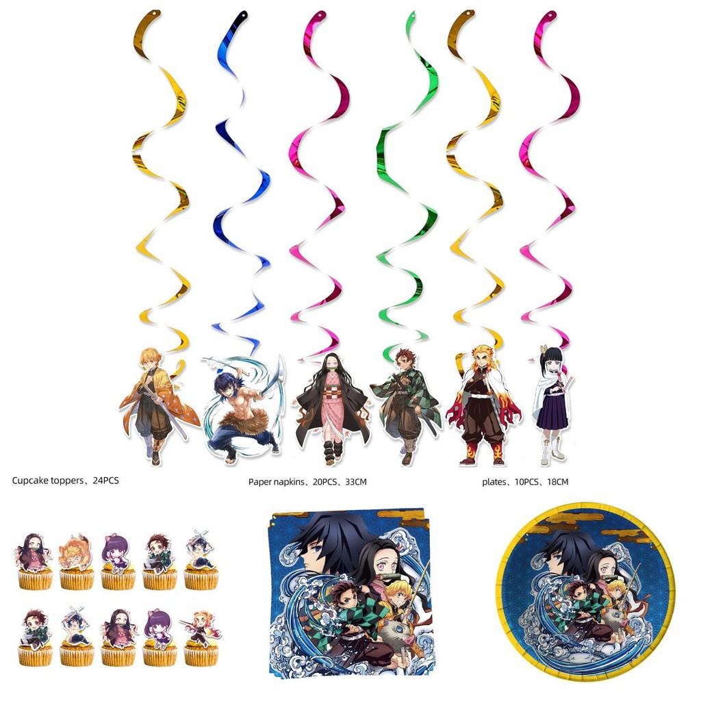Impressive Demon Slayer Kids Birthday Party Decorations With Banners Balloons And Stickers