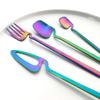 4pcs Rainbow Dining Knife Spoon Fork 304 Stanless Steel Flatware Cutlery Sets Ice Cream Dessert Coffee Spoons Dinnerware
