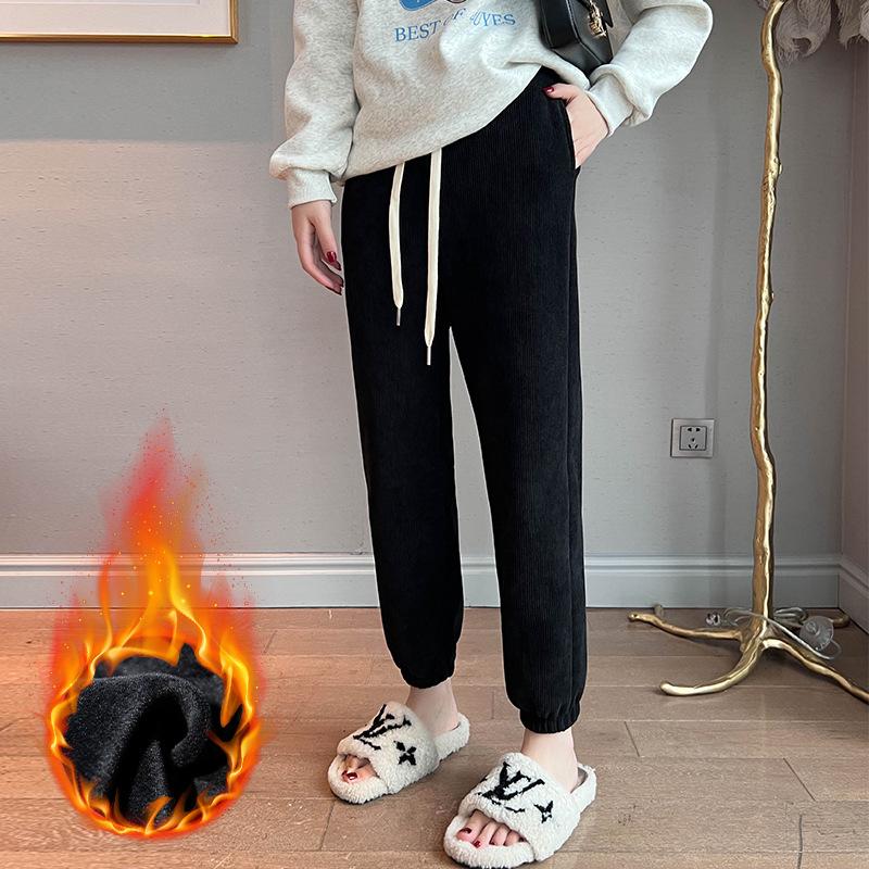 

Европейские хлопковые махровые спортивные штаны женские осенне-зимние бархатные и тонкие с завязками на щиколотках маленькие мужские новые бархатные штаны повседневные спортивные штаны S