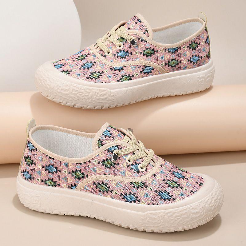 Cloth Shoes Summer New Style Women's Flat Bottomed Canvas Casual And Comfortable High Heeled Soft Soled Simple And Relaxed Ethnic Style Shoes