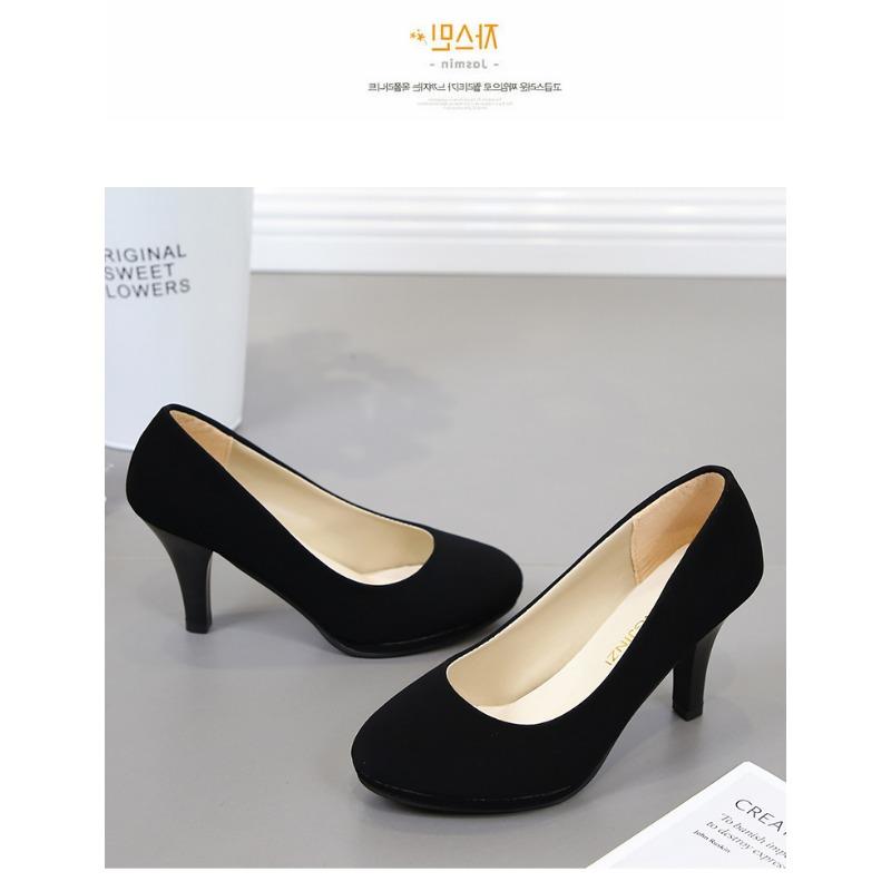Fashion 2024 Black Women Pumps High Heels Shoes Thick Heel Round Toe Pumps Summer Autumn Fashion Shoes