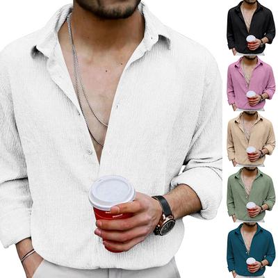 Spring and Autumn New Men's Long-sleeved Shirt Solid Color Casual Lapel Shirt Men