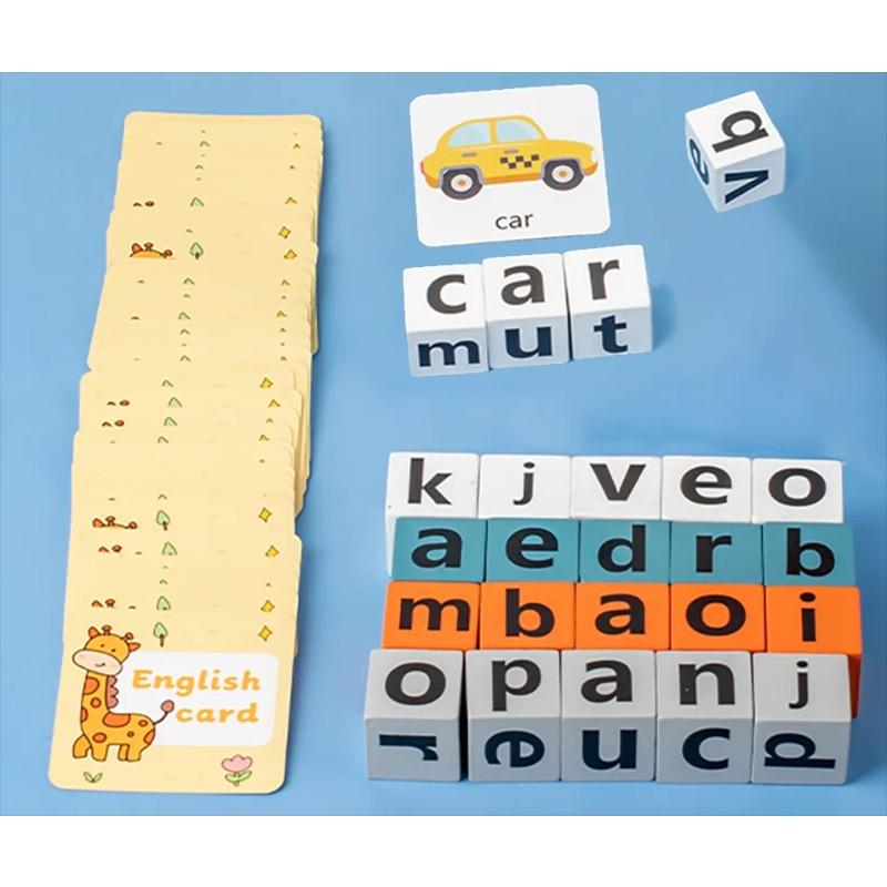 Wooden Spell Word Montessori Toy Letter Cognitive Challenge Memory Arithmetic Number Learning Educational Toy for Children