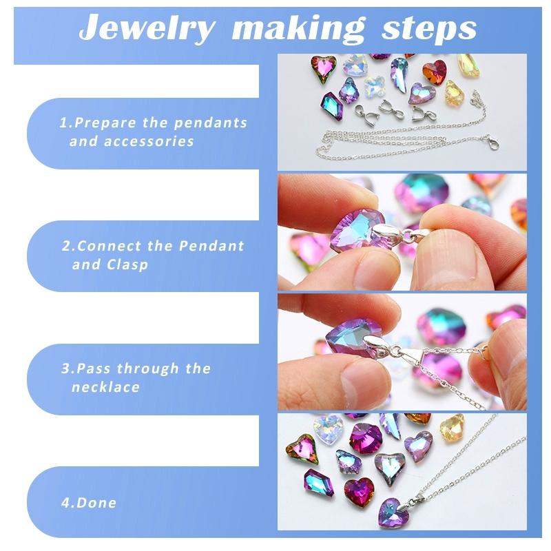 12Pcs Austria Crystal Pendant Loose Rhinestone Beads Charms Glass Jewelry Gems Stones for DIY Necklace Jewelry Making 11Styles