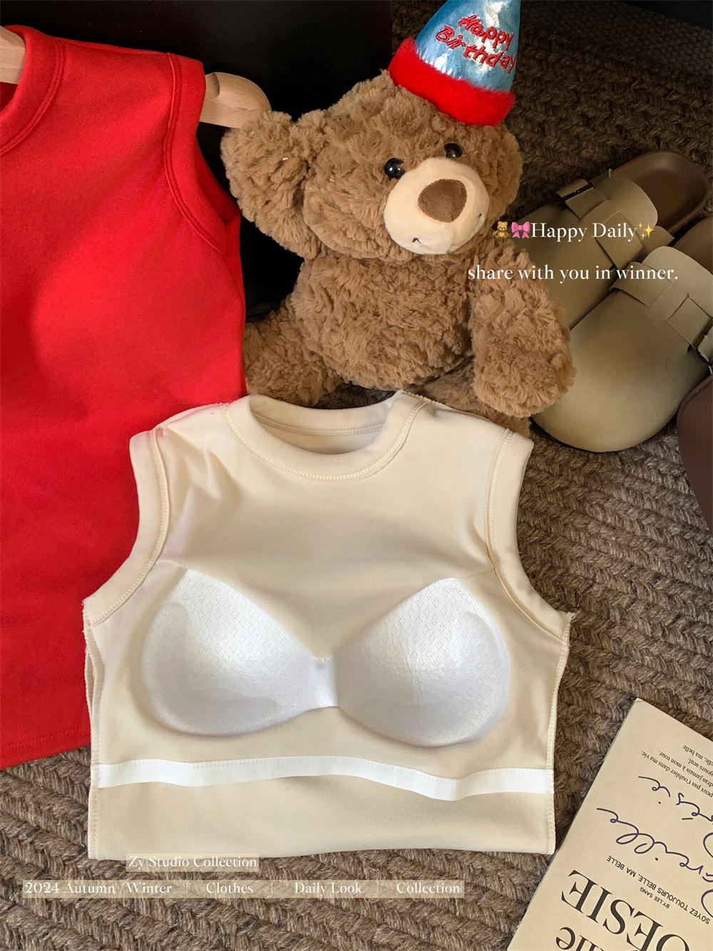 

Женская белая майка с круглым вырезом - Осень/Зима, облегающая, без рукавов, с начесом, нижнее белье для коррекции боков One Size [Fits 75-120 jin]