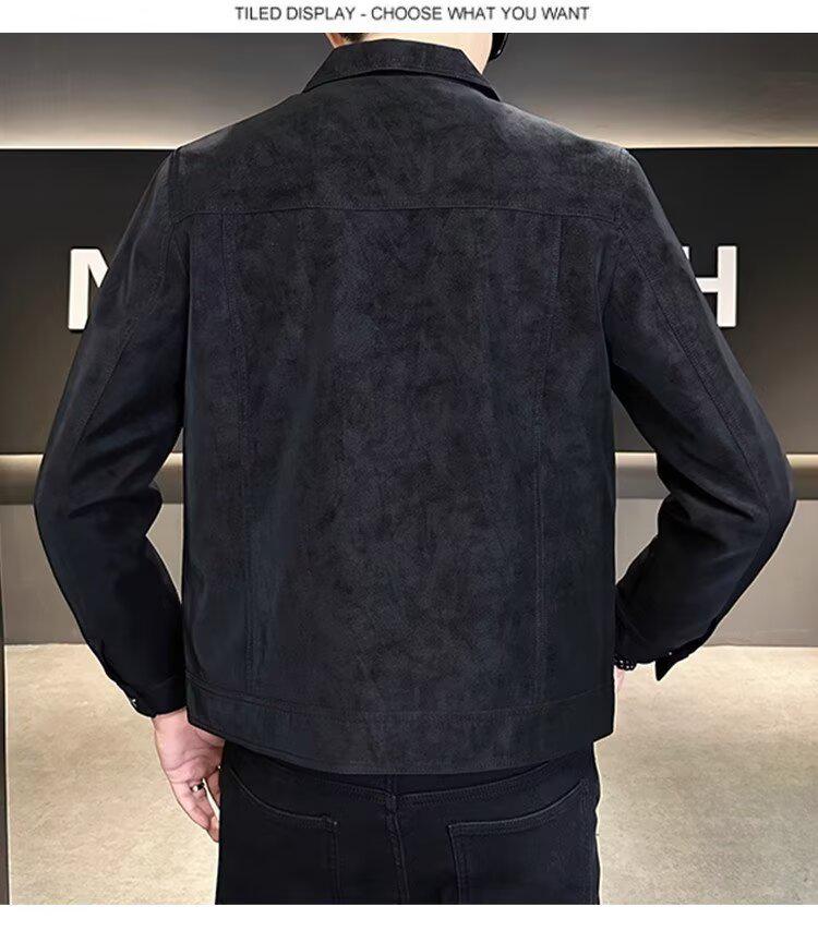 Men's Trendy Slim-Fit Leather Jacket - Autumn/Winter High-End American Style with Lapel