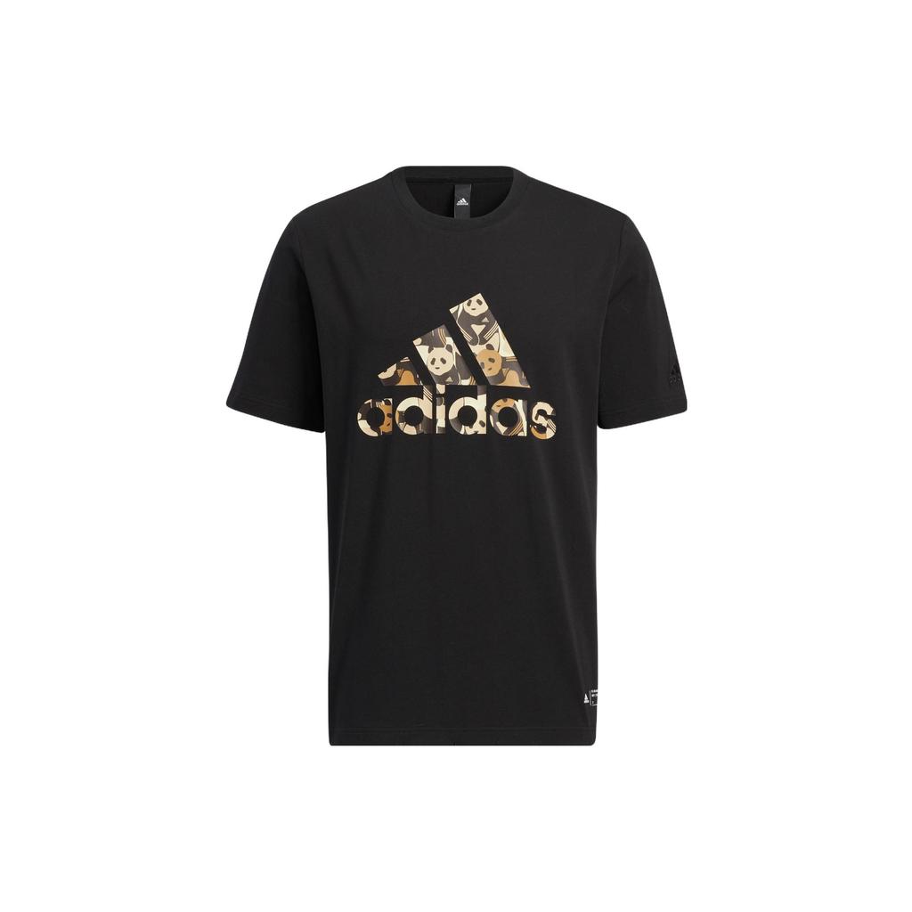 Adidas Solid Color Logo Casual Sport Short Sleeve T-Shirt Unisex Tops Black HS4396