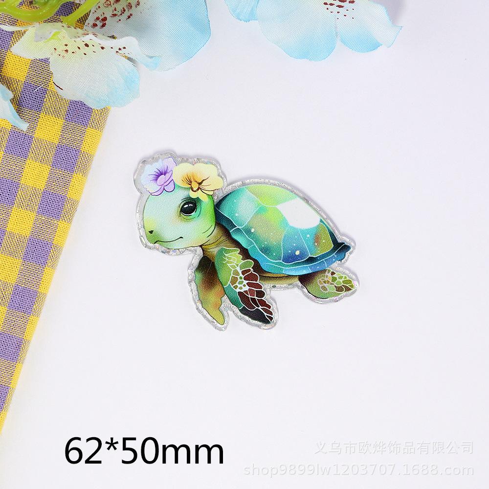 

New Loose Powder Cartoon Turtle Calf Letter Rainbow Bag Accessories Acrylic Cute DIY Patch Accessories 1Pcs