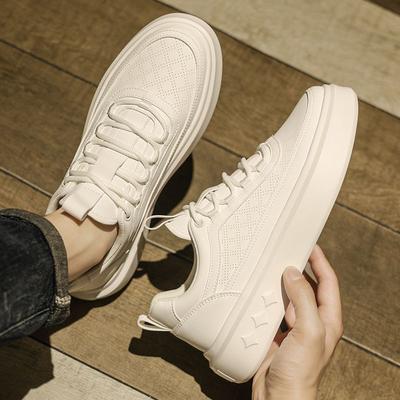 Summer Breathable Casual Board Shoes Men's White Shoes Anti Slip Thick Sole Versatile Sports Shoes