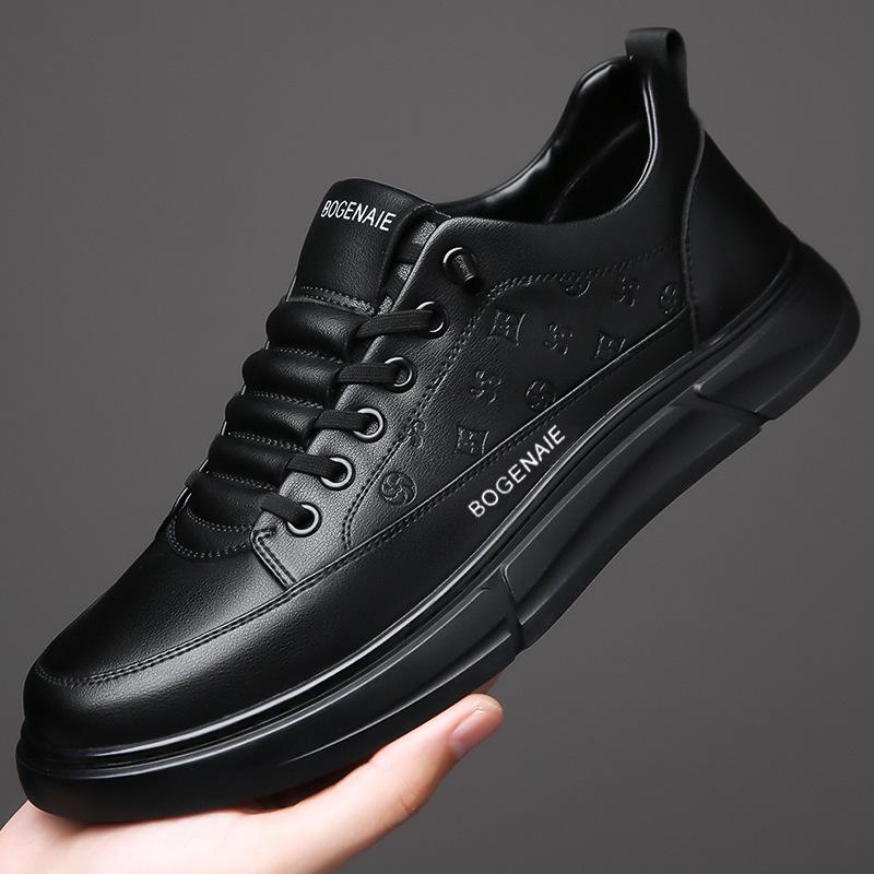

Autumn new men s daily breathable casual leather shoes men s handmade online green versatile board shoes 44 чорний