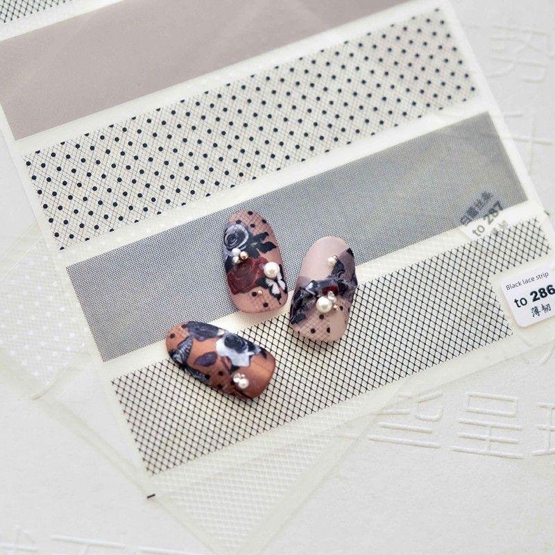 

Минималистичные черно-белые кружевные наклейки для нейл-арта Tomoni Тонкие прочные самоклеящиеся наклейки 5D Наклейки для ногтей Украшения в японском стиле Black Lace 286
