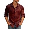 Men's Casual Lightweight Long Sleeve Shirt Button Front Cardigan with Stripe Print and Turn Down Collar Suitable for Everyday Wear