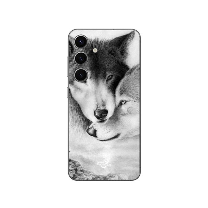 Coque Samsung Galaxy S25 Plus Le loup et la louve Animal noir et blonc Maniacase schwarz