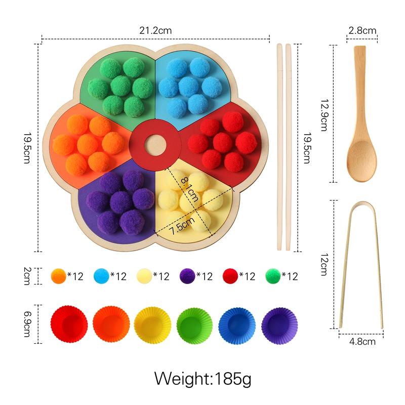 Wooden Montessori Toy Flower Shape Rainbow Board Children Fine Motor Skill Education Toy Baby Color Sorting Sensory Toy Kid Gift