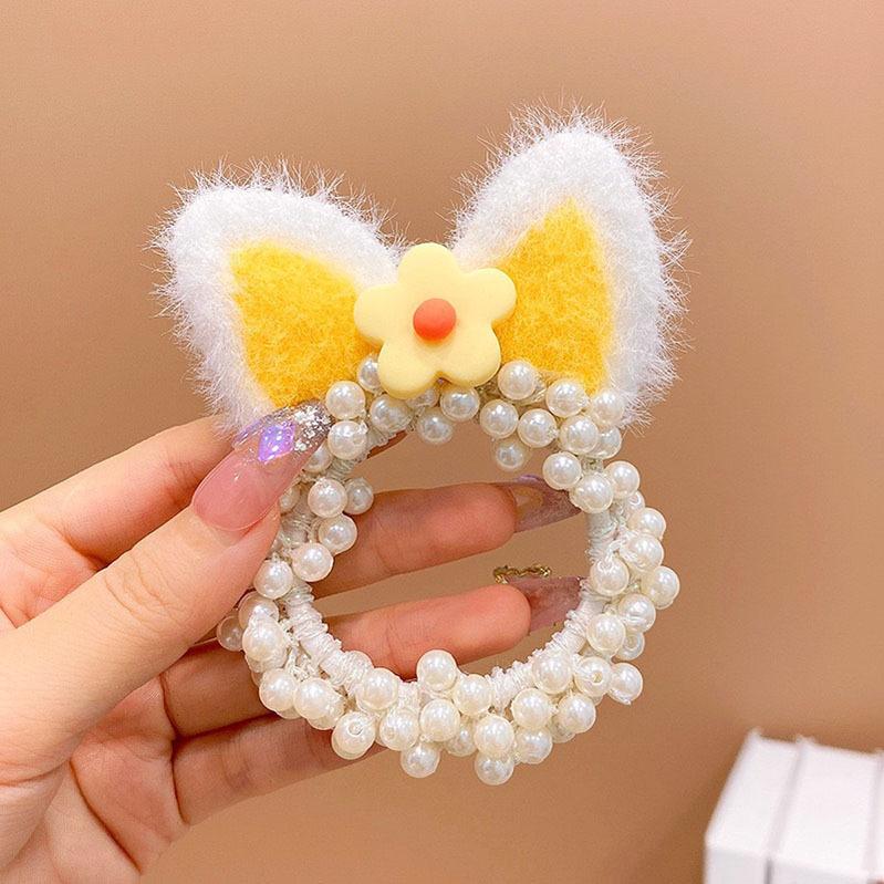 1PCS Cat Ear Pearl Girls Cute Kids Elastic Hair Bands Children Hair Ties Princess Hair Accessories Baby Headwear