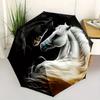 1pc Black and White Horse Pattern Automatic Umbrella Is Fashionable and Good-Looking, a Portable 3-Fold Umbrella, Suitable for Travel and Daily U