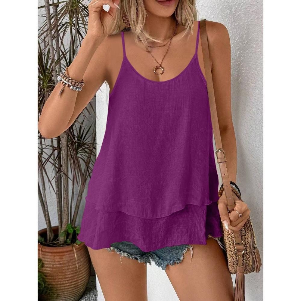 Strapless Sleeveless Double-layer Flowing Suspender Summer Fashion Comfortable Versatile Loose Casual Women Vest
