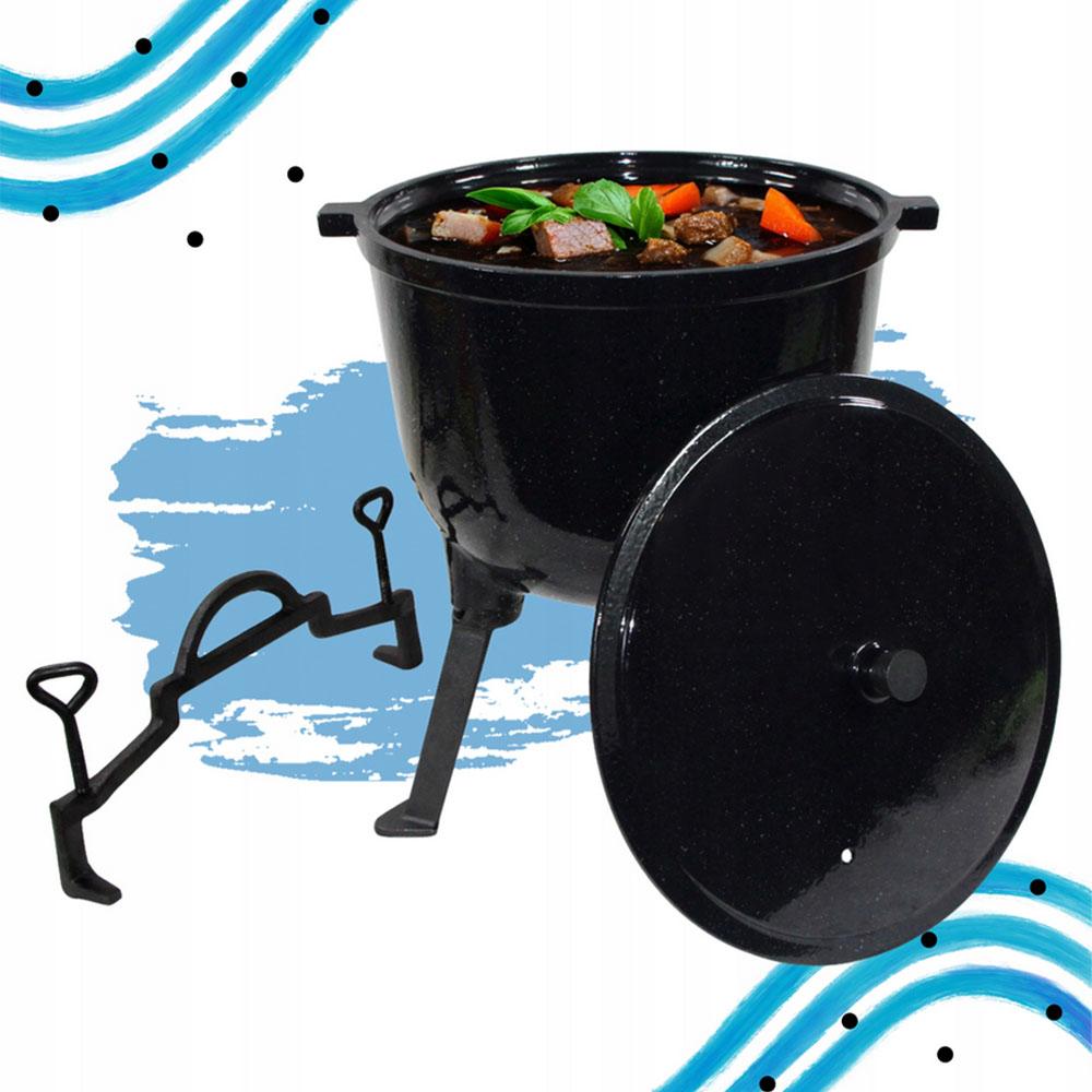 Cast Iron Cauldron 8 L Marble Enamel With Lid