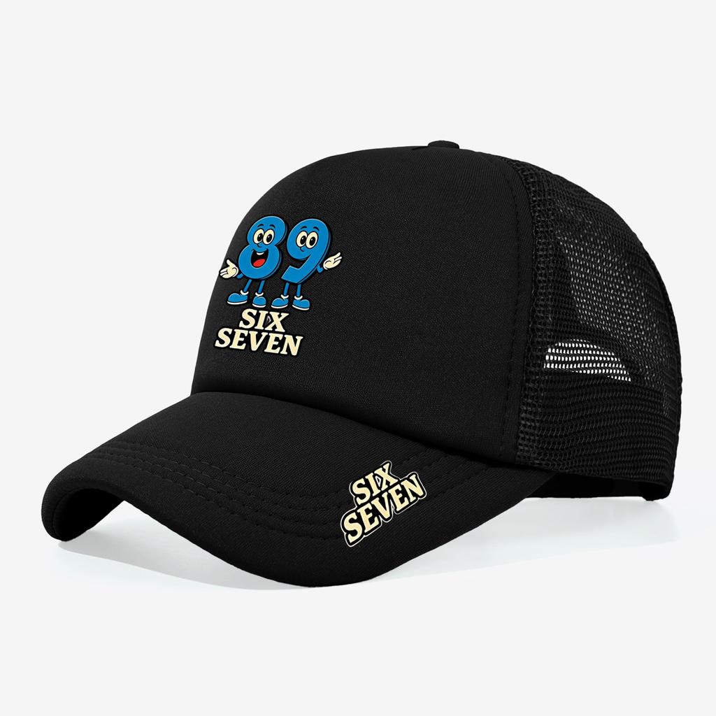 1PC Mesh Trucker Hat, Breathable, Cartoon 89 Six Seven Print, Retro Y2K Aesthetic for Men Women