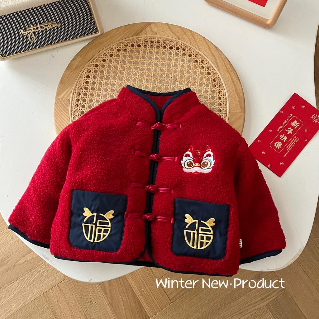 Red Top Baby Chinese New Year Clothes Winter Boy Jacket Children Kids Windbreaker Boys Coat