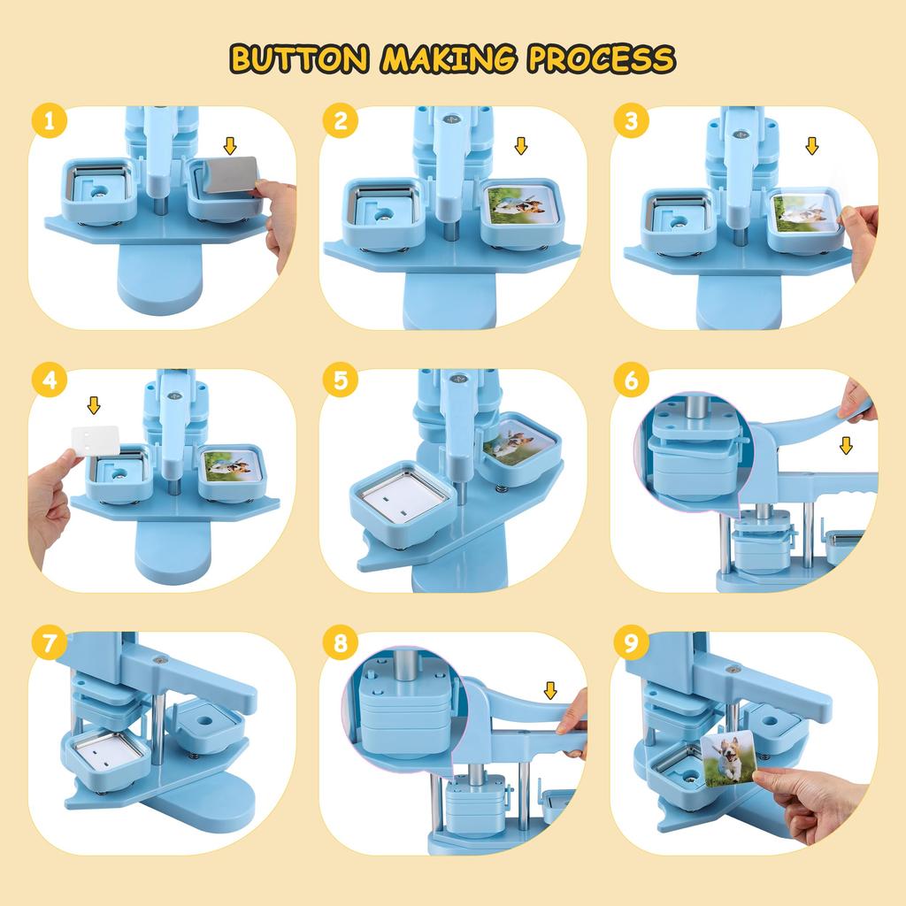 Magnetic Square Badge 100 Set of 100 Badge Machine Material, Pieces, Badges, Material, 5050cm