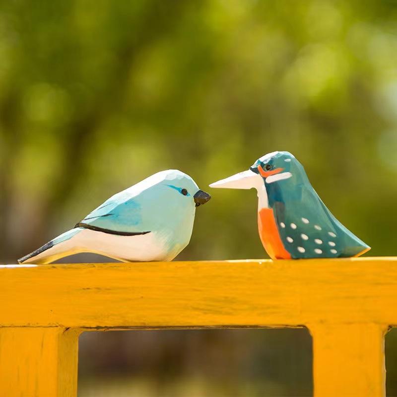 Hand Carved DIY Bird Ornaments, Wooden Crafts, Home and Office Desktop Ornaments, Small Animal Decorations