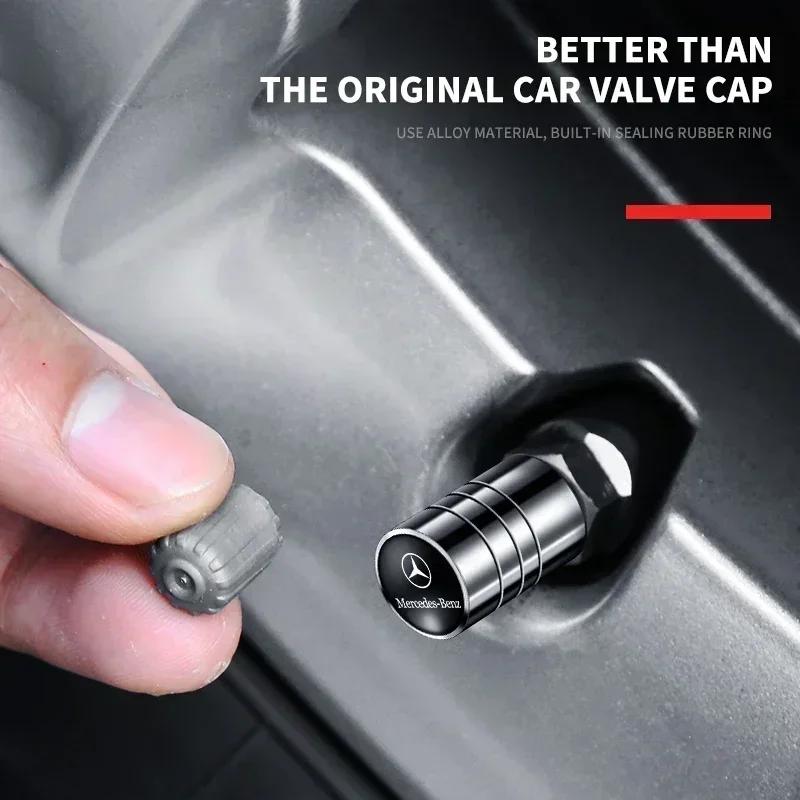 C200 E300 Hot 2026 4Pcs/set 3D Styling Car Wheel Tire Valve Caps Stem Caps Decoration For Mercedes Benz B/C/E/S Class A Class C2