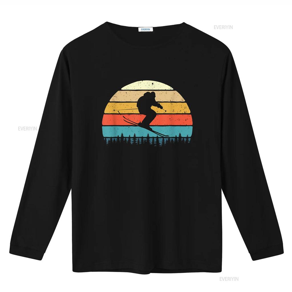 Retro Skier Skiing Winter Sports Ski Lover T Shirt vintage Washed designer clothes Stretched streetwear graphic Unisex