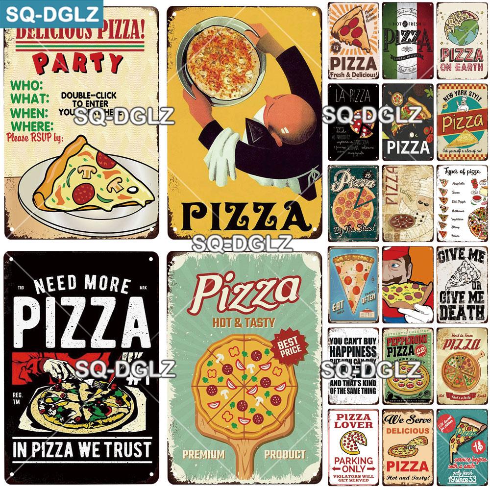 Vintage Metal Tin Sign Pizza Party Wall Decor Retro Kitchen Cafe Bar Home Plaque