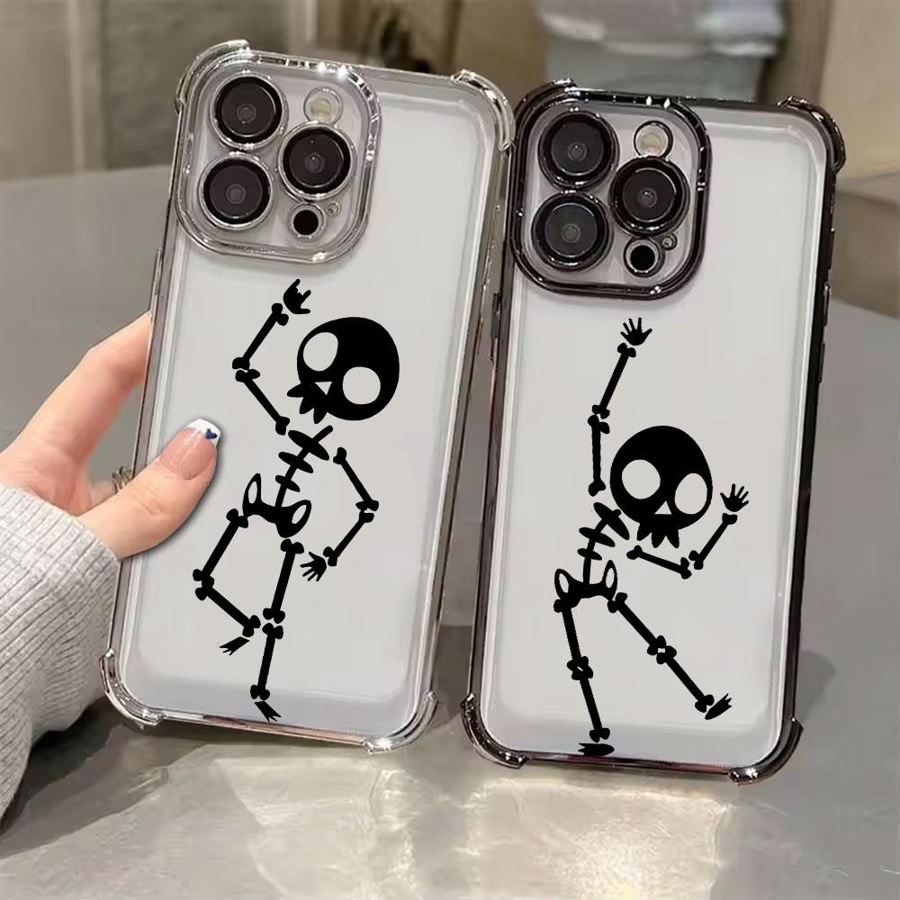 Black Skull Cute Phone Case for iPhone 17E 11 13 15 16 17 Pro Max 14 Plus 17Air 16E 13 Pro 12 17Pro Soft Shockproof Clear Cover
