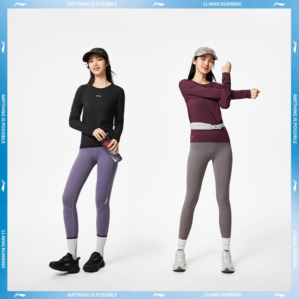 Li Ning Running Series Round Neck Logo Stitching T-Shirt Women Tops ATLV286-1