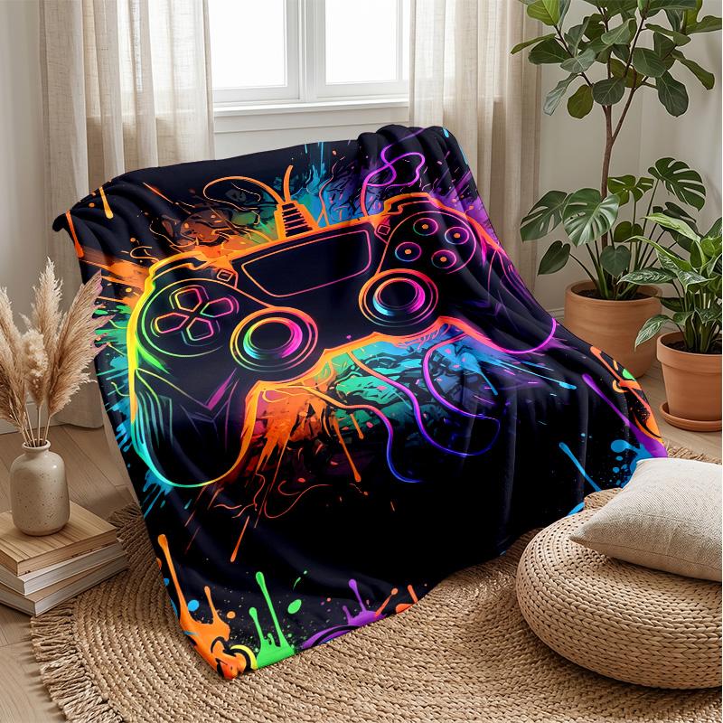 Neon Lightning Game Controllers Theme blanket Lightweight Warm Flannel Blanket Decorative Throw Blanket for Home Decoration