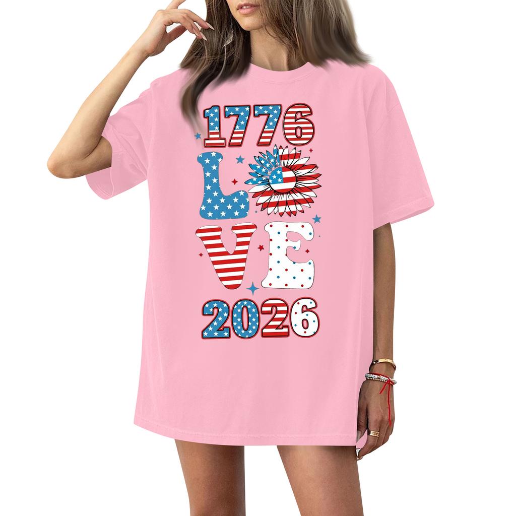 Women's Round Neck Printed Short-sleeved T-shirt Top