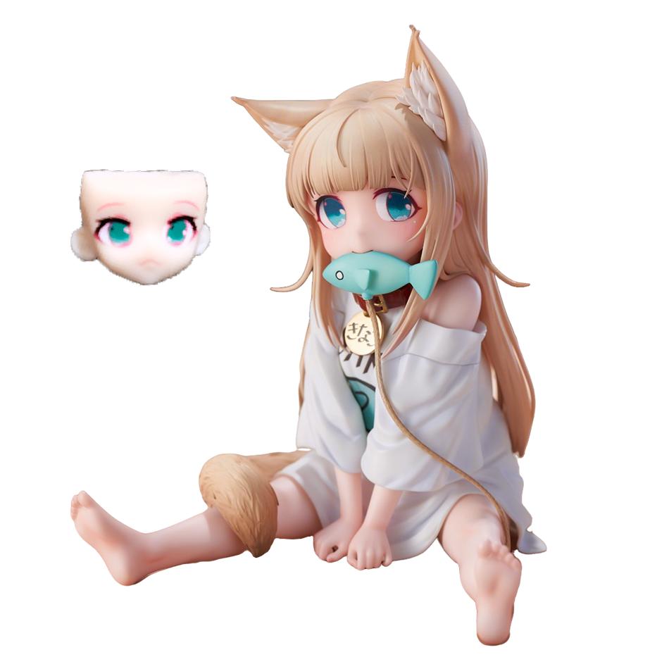 New Anime Cute Doll Sakura Soybean My Cat Is A Kawaii Girl Figure Sit And Eat Fish/Standing Figure Model PVC Collection Toy Gift