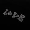 LOVE Heart Rhinestone Patch Appliques Iron On Bags Clothes Decorative