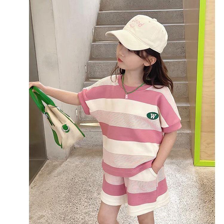 Cute Girls Summer Fashion Short Sleeve Two Piece Set Stylish Baby Casual Outfit