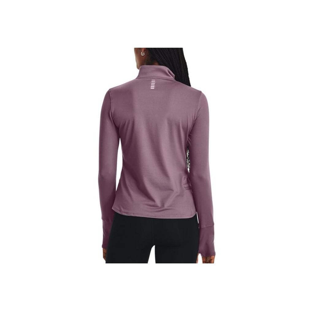 Under Armour Solid Color Zip Running Sports Slim Fit Stand Collar Long Sleeve T-Shirt Women Tops Purple 1379349-500