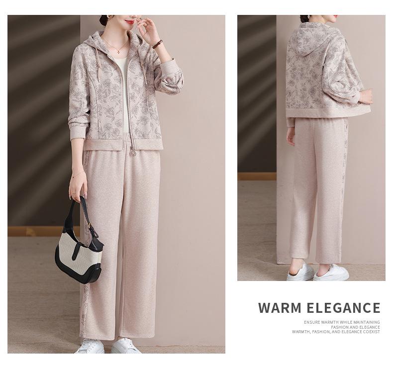 Mom's 2026 Stylish Hooded Jacket for Middle-Aged & Elderly Women - Casual Spring/Autumn Sportswear