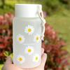 500ml Small Daisy Frosted Plastic Cup Creative Outdoor Water Cup Portable Transparent Travel Tea Cup Cute Water Bottle