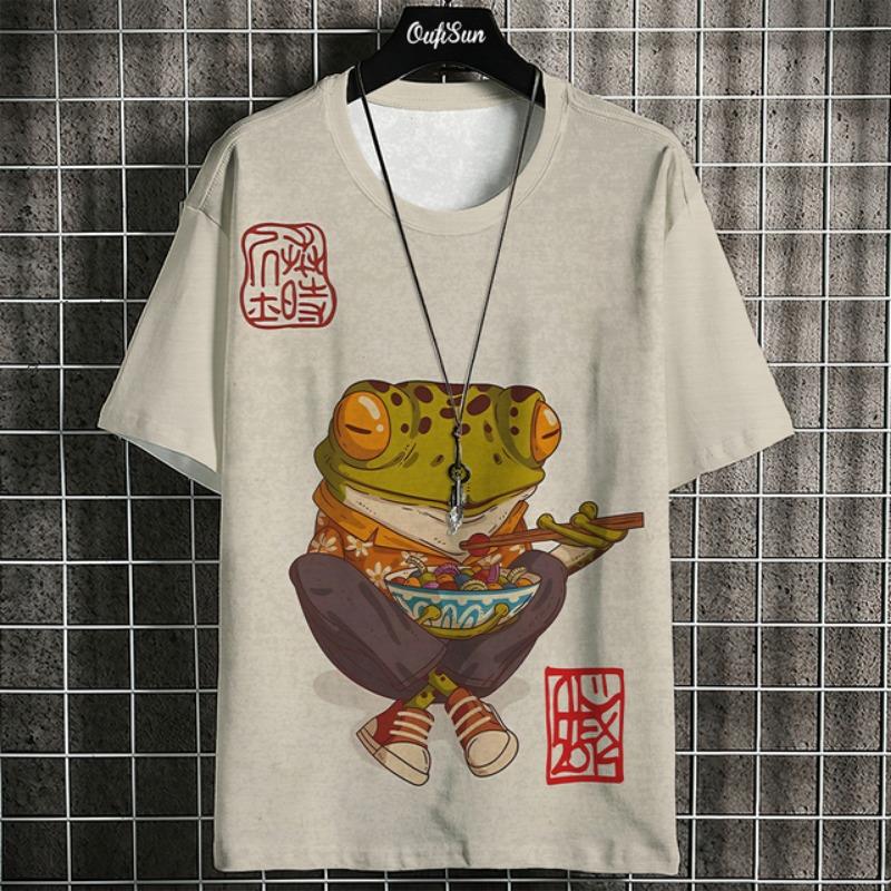 3D Ukiyo-E Animal Print Men's T-Shirt Summer Casual Oversized Short Sleeve T Shirt for Men Fashion Man Clothing 2024 Vintage Tee