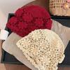 Hollow Crochet Flower Hat Handmade Beanies Cap Casual Knit Basin Caps  Ladies